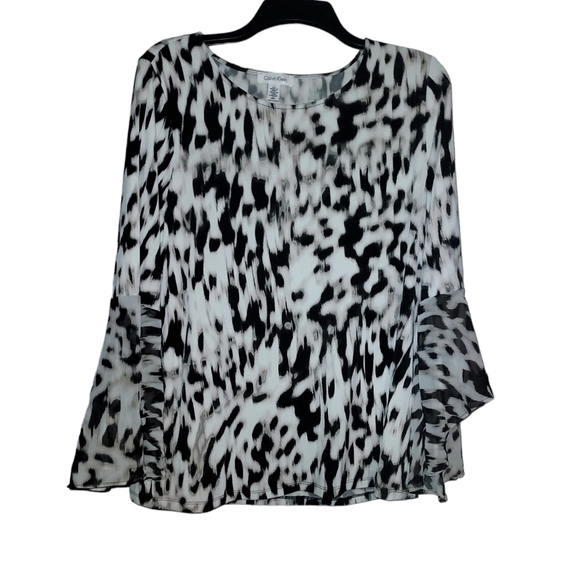 Calvin klein printed quarter sleeve blouse - Picture 1 of 4